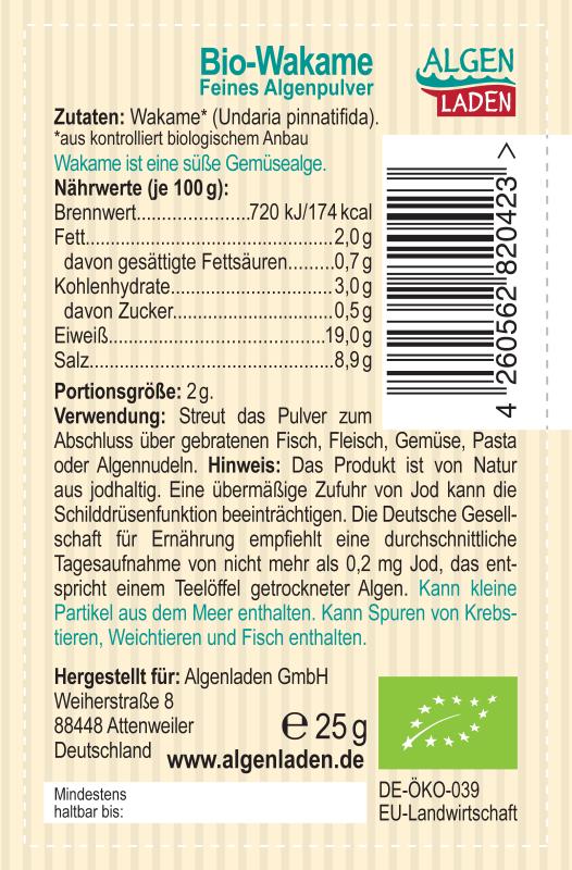 Wakame Pulver 25g Etikett